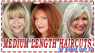 25 Best💕Hairstyles 2024 for Women Over 50 to Look Younger.medium length haircuts.