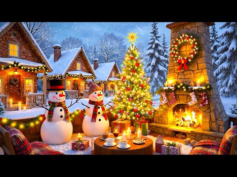 ❄️ Beautiful Snowy Christmas Ambience 🎶 Instrumental Christmas Background Music 🔥Crackling Fireplace