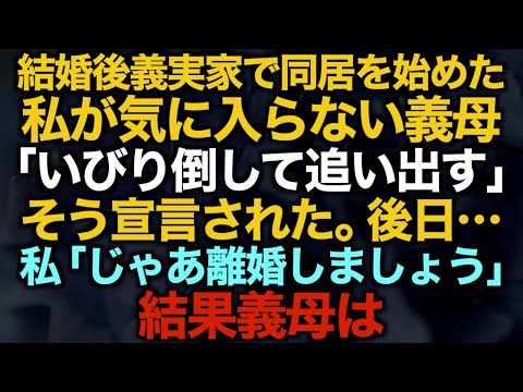 【スカッとする話】結婚後義実家で同居を始めた私が気に入らない義母「いびり倒して追い出す」そう宣言された。後日…私「じゃあ離婚しましょう」結果義母は…【修羅場】