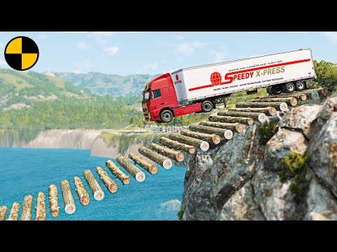 Cars vs Log Suspension Bridge #2 😱 BeamNG.Drive