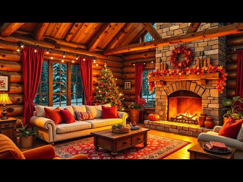 LIVE 🔴Cozy Fireplace from Fall to Winter | Natural Fall Beauty with Pumpkins | Cozy Cabin Atmosphere