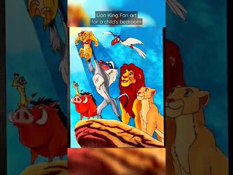 Fan art Lion King - 3 steps. From sketch to coloring. Given  to decorate a kid's bedroom.