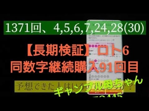 【長期検証】ロト6同数字5口、継続購入91回目