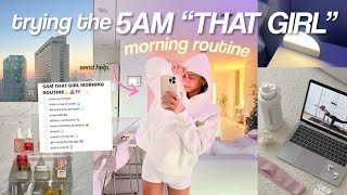 trying the viral 5AM “THAT GIRL” MORNING ROUTINE ☁️ being productive + mindful