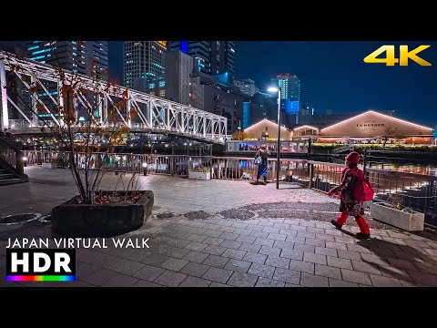 Tokyo Tennōzu isle night walk, Japan • 4K HDR