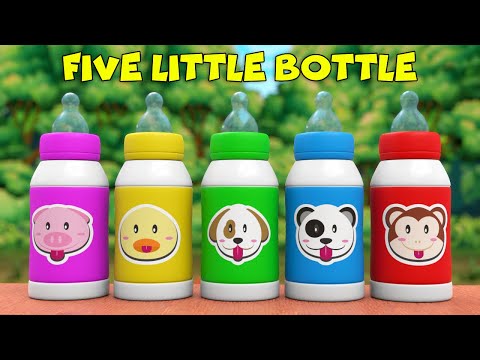 Five Little Bottles Jumping Song | Fun Kids Nursery Rhyme | Colorful Bottles Song for Children