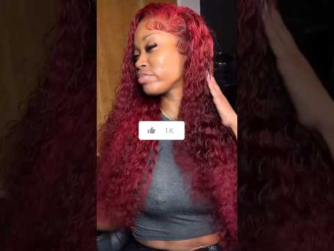 CURLY RED FRONTAL WIG INSTALL | STYLED W/ DRAMATIC BABY HAIR  #beauty  #redhair #shorts  #viral #fyp