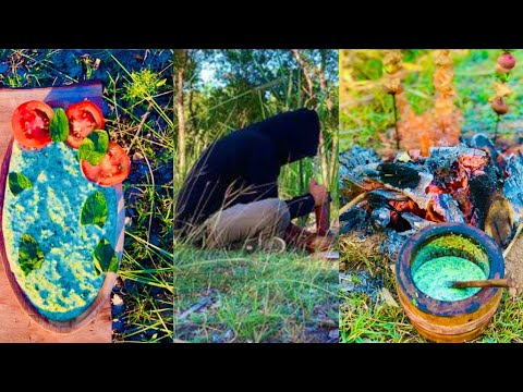 Chicken Shashlik Sticks in Wild with Mystery Man ,ASMR