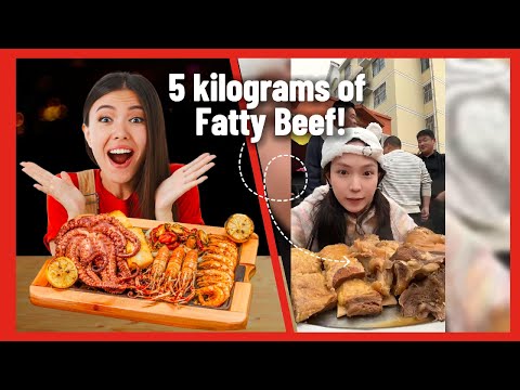 Little Girl Devours 5 Kilograms of Fatty Beef! Incredible! | Food eating show #zidameworld