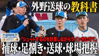 【全野球人必見】森本稀哲"外野返球"の極意を詰め込んだ18分 捕球・足捌き・送球・球場把握＜11/8ファイターズ秋季キャンプ2024＞