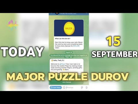 Major puzzle durov Today || Major Puzzle Durov 15 September || Today Major Puzzle