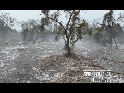 California's Devastating Flash Floods: Springville & Kernville Emergencies 4k drone video