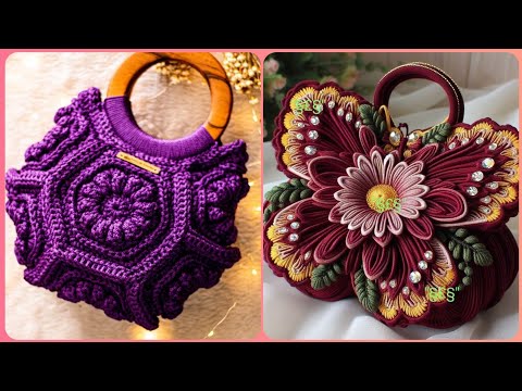 Preciosos patrones de bolsos tejidos a crochet hechos a mano