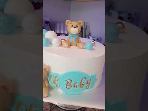 BEAR BABYSHOWER CAKE #fypシ #foryou #cake #tutorial #freetutorial #pastel #babyshower #viral #recipe