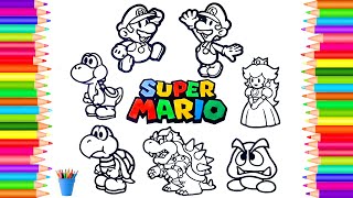 Coloring Mario  Luigi and Yoshi Super Mario Bros Coloring Page Super Mario Coloring Book