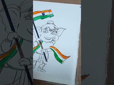 Flag drawing with bappa 🙏🙏👍🇮🇳#shorts #independenceday #drawing