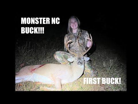 BOWHUNTING for her FIRST DEER and shoots a MONSTER BUCK!!!