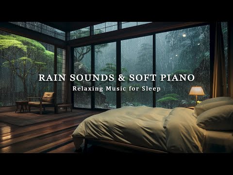 Relaxing Sleep Music with Rain Falling Outside the Warm Bedroom - Calming Music for Deep Sleeping