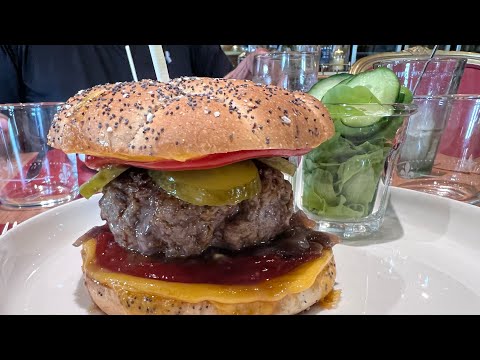 Tournai, Belgium 🇧🇪 - L’A￼ncienne Poste Restaurant Thick Cheese Burger 🍔 with Belgium Fries and Coke