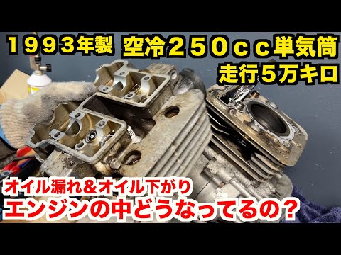 【エンジンＯ/Ｈ】生まれて初めて分解されるエンジンの中身がこちらです【３０年間ノーメンテ】TTR250 前編