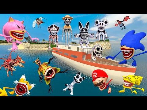 🚢 ISLAND SPARTAN KICKING SONIC TAPES FAMILY SPONGEBOB KNUCKLES SHADOW AMY TAILS ZOOCHOSIS in Gmod !