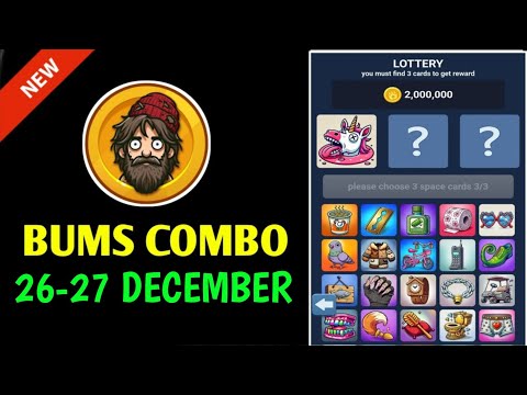 Bums Daily lottery cards 26 December | Bums Today Daily Combo Cards | Bums combo cards today