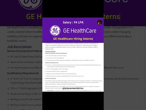 GE Healthcare Hiring Interns 💥 #freshersjobs #internship  #intern