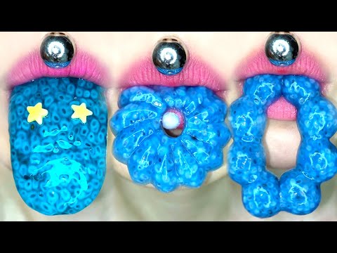 ASMR SEAFOOD JELLY BLUE PEARL PUDDING CLAM GUMMY MUKBANG 해산물 젤리 바다맛 푸딩 조개 펄 먹방