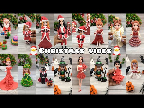 Old Doll Makeover To New Look Dolls💕🥰💃💃 Clay Doll Dress Making 💕💃🥰💕🥰 Christmas Month Special💕🥰