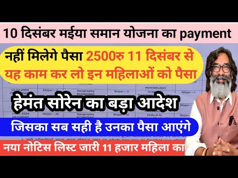 🤑 मंईयां सम्मान की नई लिस्ट जारी, 📢 इन महिलाओं को दिसंबर में नहीं मिलेंगे 2500 रूपये Cm #hementsoren