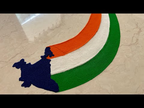 भारतीय रंगोली 🇮🇳 स्वतंत्रता दिन easy rangoli / independence day rangoli/ satisfying video