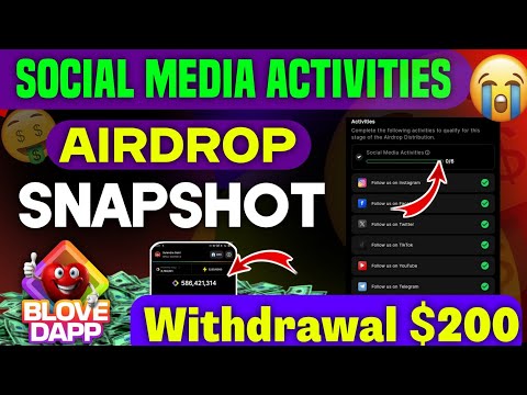 Blove Dapp Social Media Activities Task Claim Problem | Blove Dapp Airdrop Snapshot Update