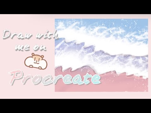 Draw with me 🎨 [ beach view 🌊] using procreate on iPad with music  🎵