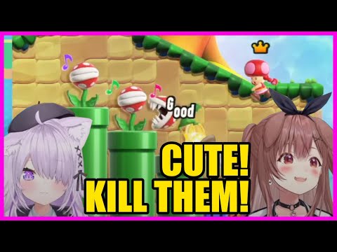 Okayu and Korone find themselves in the middle of a Piranha Plant Parade