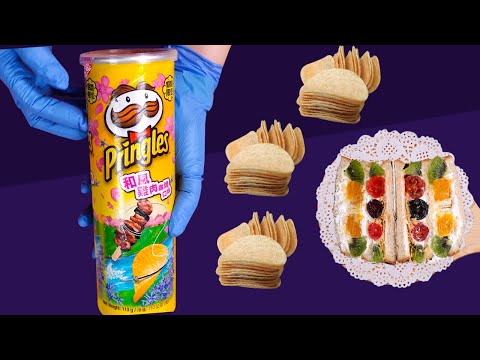 ASMR -Pringles Japanese chicken skewers  to SandWich