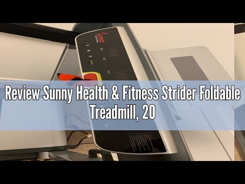 Review Sunny Health & Fitness Strider Foldable Treadmill, 20-Inch Wide Running Belt with Exclusive S