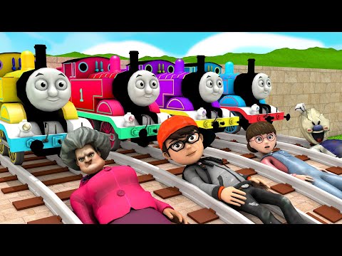 【踏切アニメ】あぶない電車 THOMAS FRIENDS RAINBOW COLORS Railroad Crossing Animation #train #4