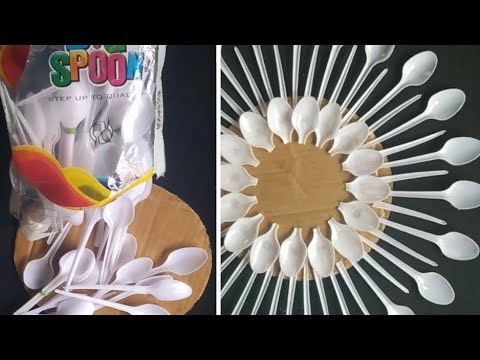 diy easy and beautiful wall hanging making with plastic spoons #handmade #homedecor #wallhanging .."