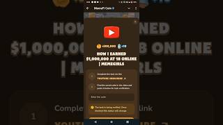 How i earned $1000000 at 18 online | Memefi video code | #memefivideocode #shorts #gaming #viral