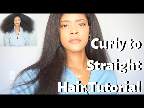 Curly to Straight Hair Tutorial | 3C 4A Natural Hair