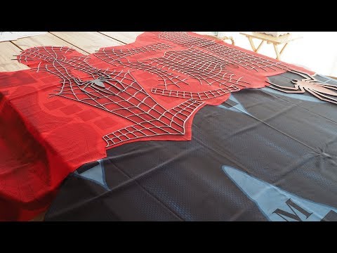 Spider-Man Costume Printed Fabric, Raised Webbing and Spiders