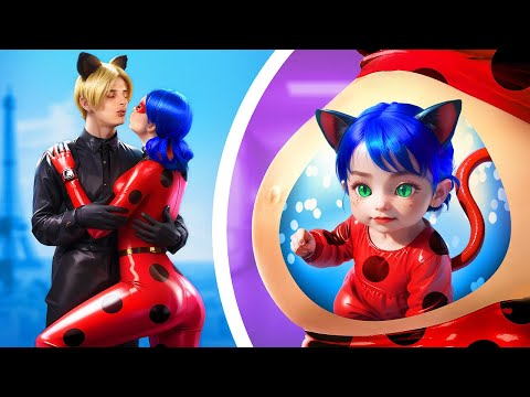 Miraculous LadyBug and Cat Noir Have a Baby! Parenting Hacks and Funny Pregnancy Situations!