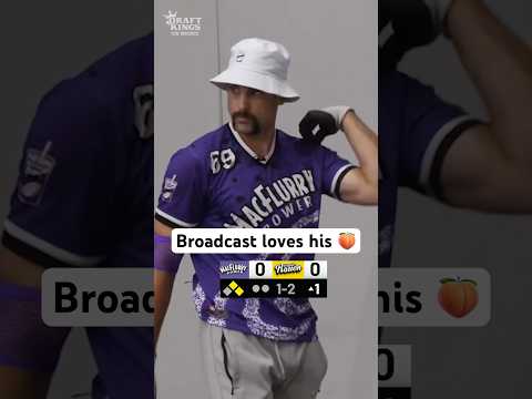 Broadcasters can’t get enough of his behind #sports #blitzball #broadcast #funny #pitching #hitting