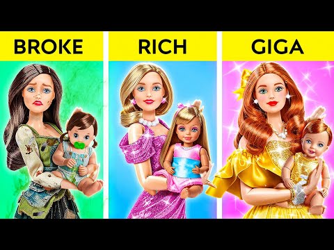 BROKE vs RICH vs GIGA RICH BARBIE! Extreme Beauty Doll Makeover! Dolls In Real Life