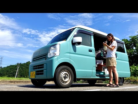 Minivan life. Beautiful scenery and crystal clear river.