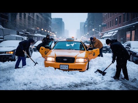 New York City Snowy Christmas Eve Morning 4K Rockefeller Center Radio Music Hall To Central Park