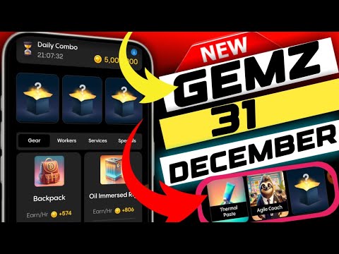 gemz daily combo today 31 december  | gemz daily combo card unlock kaise kare | gemz daily combo