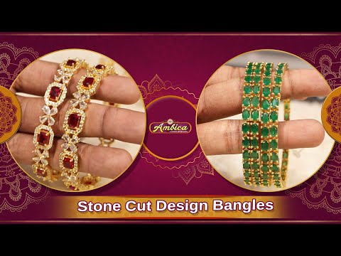 Stone Cut Design Bangles Collection | One Gram Gold Jewellery | Ambica Fashion Jewellery