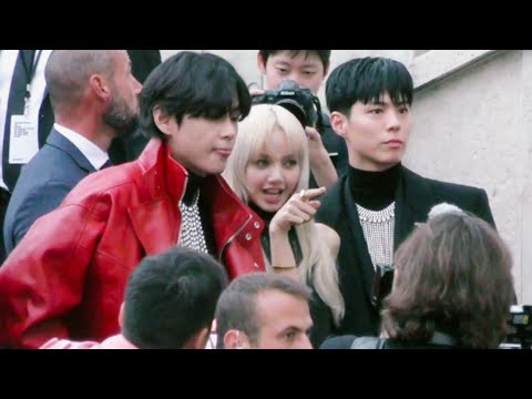 FULL!!! Taehyung V BTS , Lisa BLACKPINK and Park Bo Gam at the Celine Paris Fashion Show