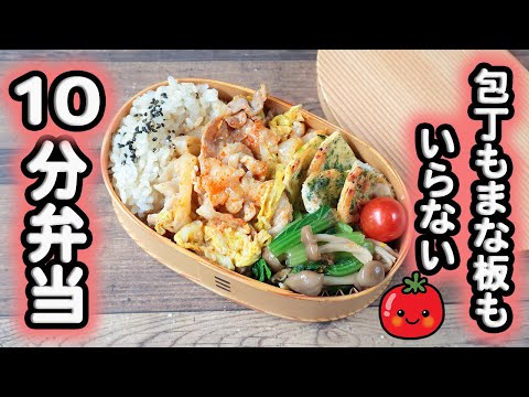 【10分弁当】豚肉白菜味噌炒め弁当〜包丁もまな板もいらない〜  (502)